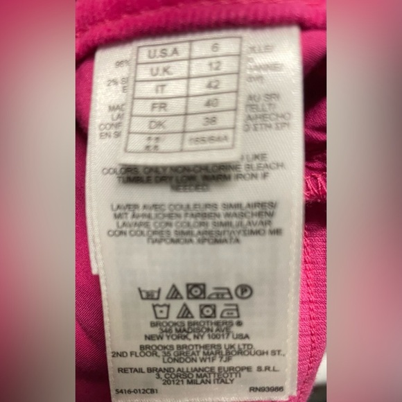 346 Brooks Brothers Hot Pink NWOT "Natalie Fit" Micro Corduroy 5-Pocket Pants - Picture 9 of 10